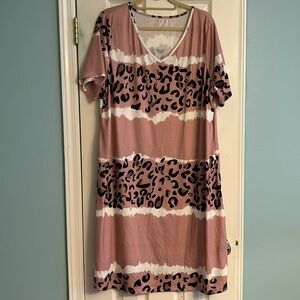 SHEIN Pink Leopard Cotton Dress